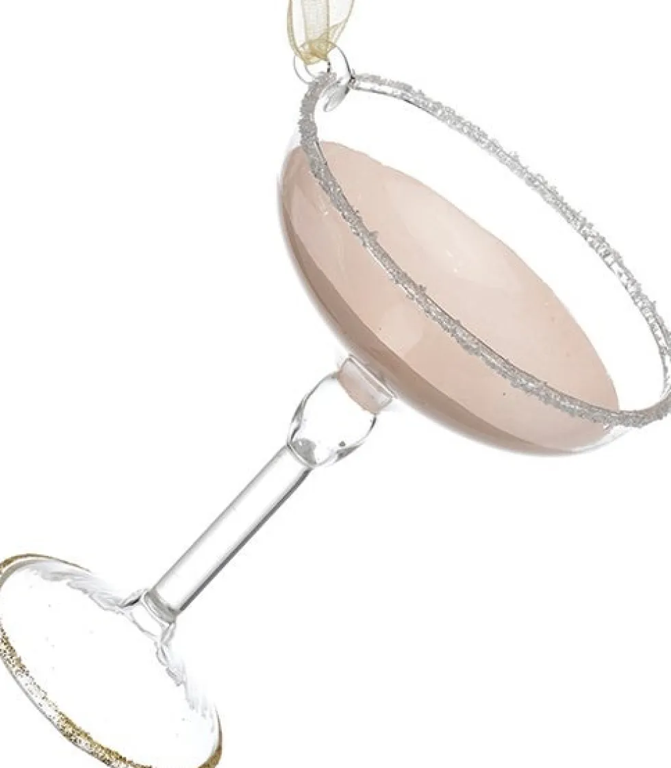 Intratuin kerst ornament wijnglas roze 7,5 x 7,5 x 10 cm
