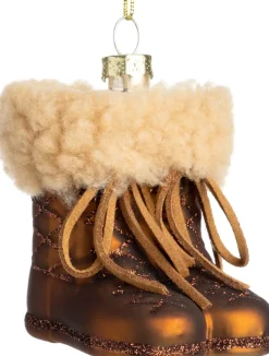 Intratuin kerst ornament winterlaars bruin 6,7 x 6,7 x 7,1 cm