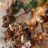 Intratuin kerst ornament winterhuisje bruin 5 x 4 x 6 cm