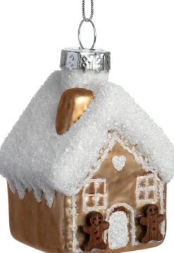 Intratuin kerst ornament winterhuisje bruin 5 x 4 x 6 cm