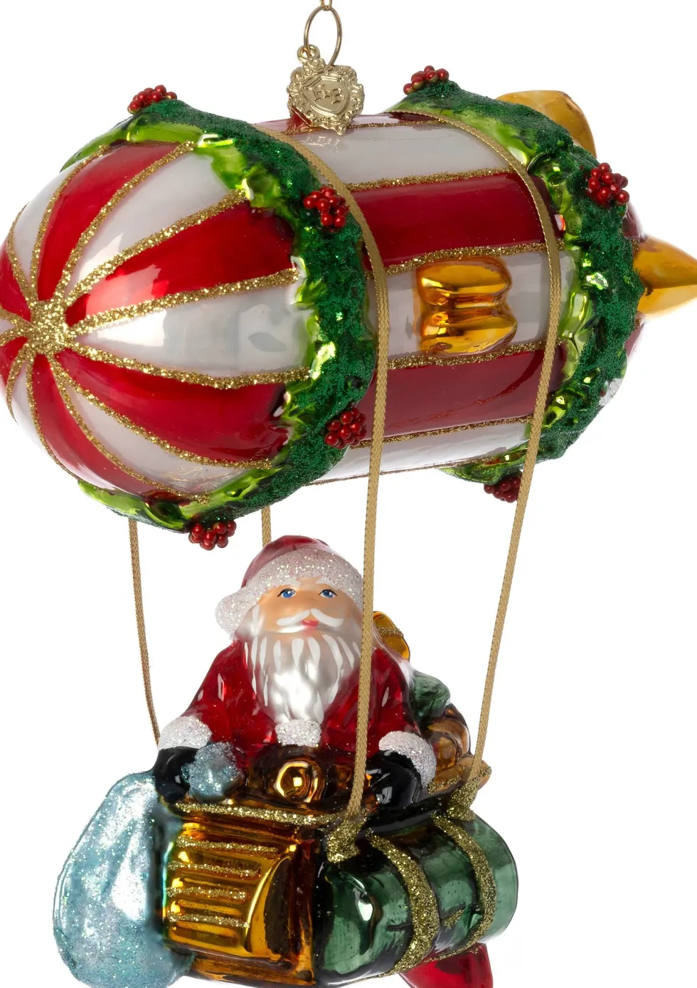 Intratuin kerst ornament zeppelin rood / wit / groen 13 x 7 x 15 cm