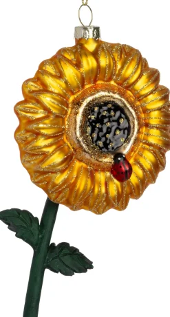 Intratuin kerst ornament zonnebloem goud 8,2 x 3,5 x 13,9 cm