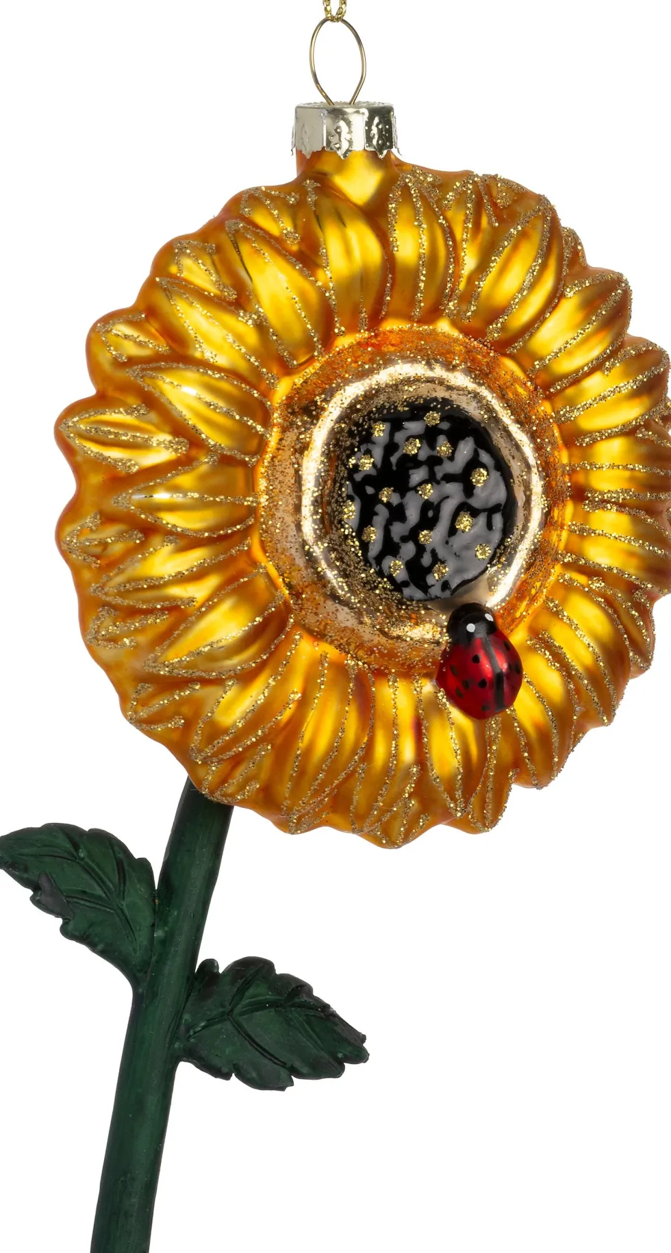 Intratuin kerst ornament zonnebloem goud 8,2 x 3,5 x 13,9 cm