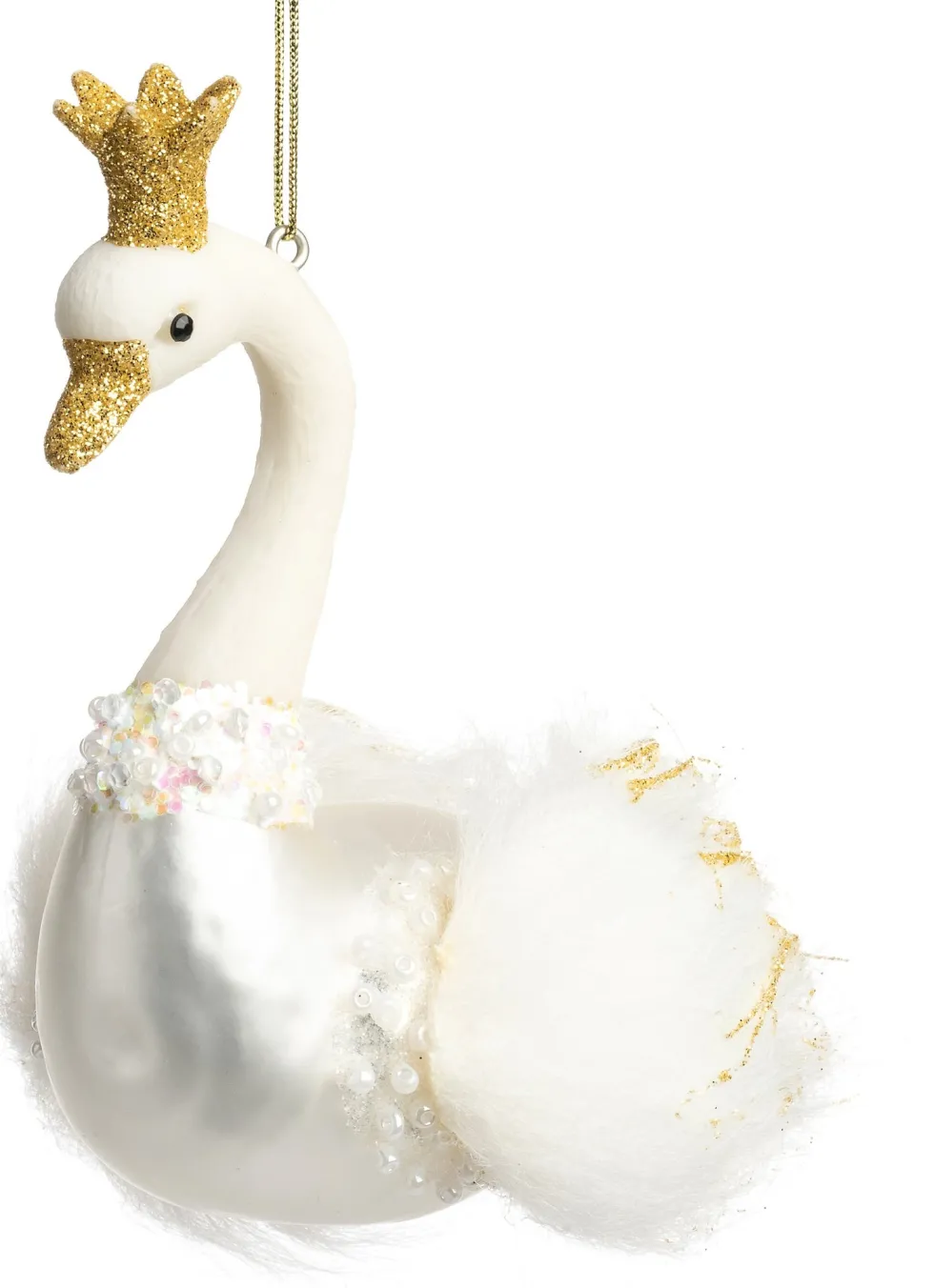 Intratuin kerst ornament zwaan wit 9,5 x 8 x 11,5 cm