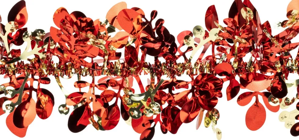 Intratuin kerstslinger Bladik rood / goud 2 m