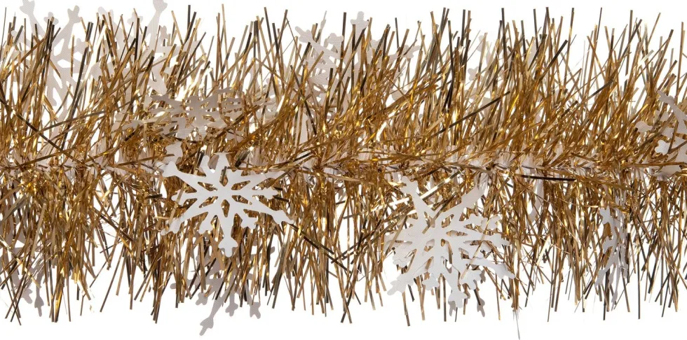 Intratuin kerstslinger met sneeuwvlokken goud 200 cm