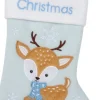Intratuin kerstsok Baby hert blauw / wit 25 x 40 cm
