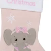Intratuin kerstsok Baby olifant roze / wit 25 x 40 cm