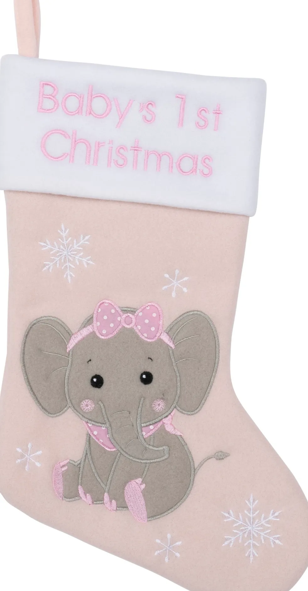 Intratuin kerstsok Baby olifant roze / wit 25 x 40 cm