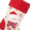 Intratuin kerstsok sneeuwpop rood / wit 24 x 40 cm