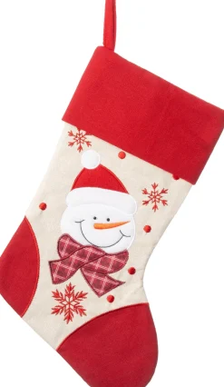 Intratuin kerstsok sneeuwpop rood / wit 24 x 40 cm