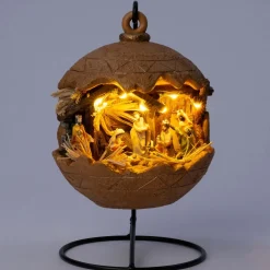 Intratuin kerststal bol kerstverhaal bruin 19,6 x 17,2 x 26,2 cm