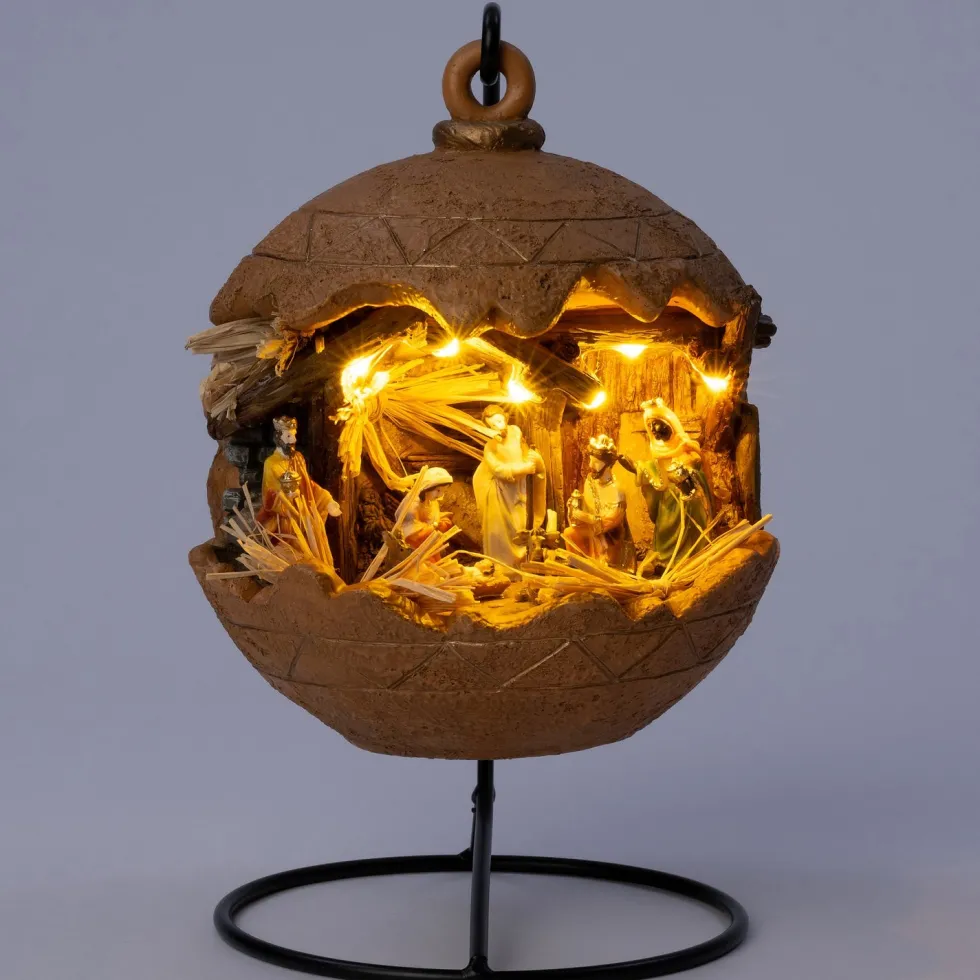 Intratuin kerststal bol kerstverhaal bruin 19,6 x 17,2 x 26,2 cm
