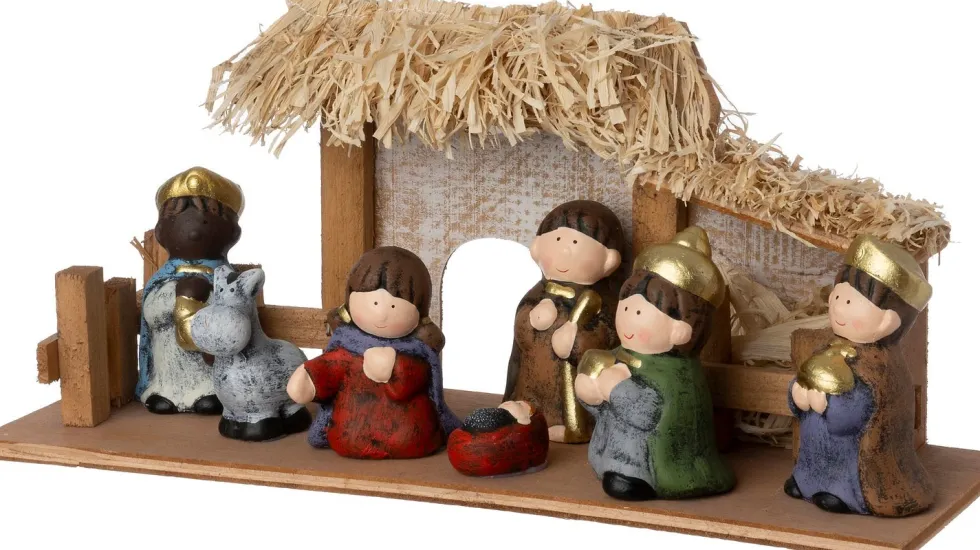 Intratuin kerststal met figuren 31 x 10,5 x 13,5 cm