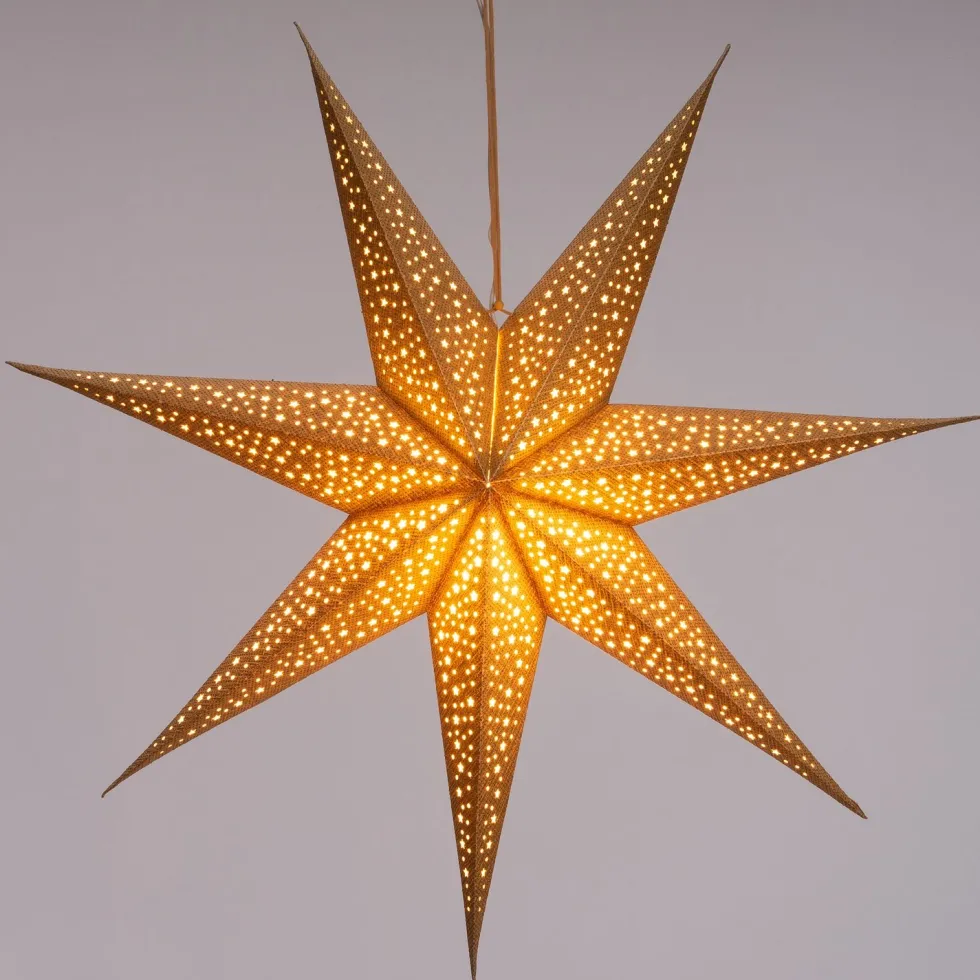 Intratuin kerstster Djema goud met verlichting D 75 H 14 cm