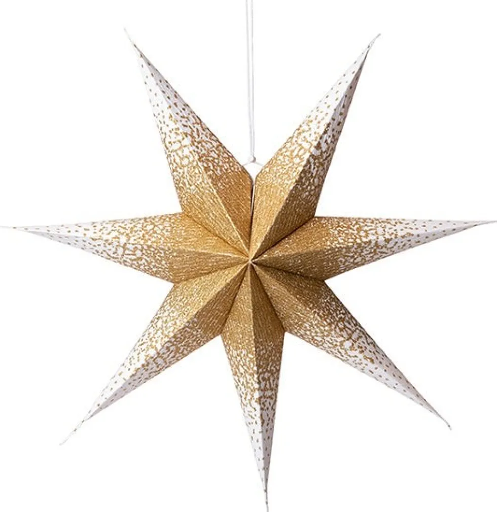 Intratuin kerstster Djema goud / wit met verlichting D 60 H 16 cm