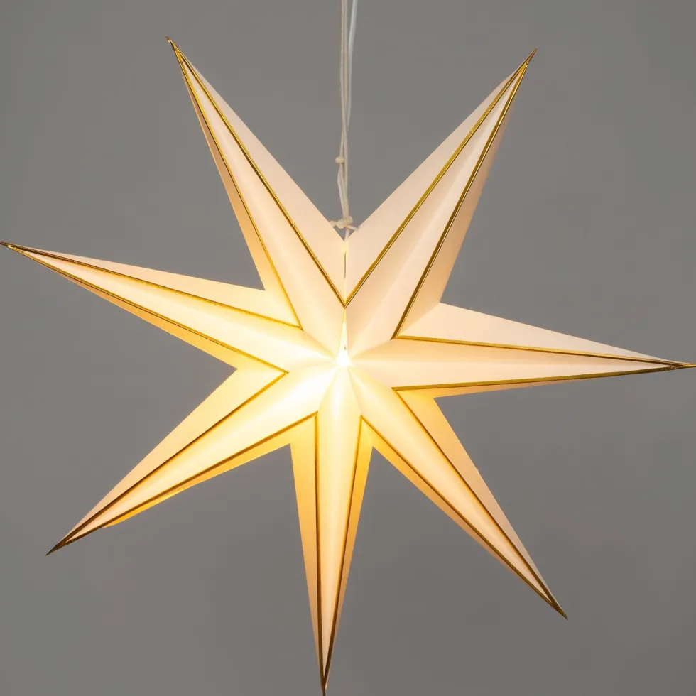 Intratuin kerstster Djema wit / goud met verlichting D 60 H 16 cm