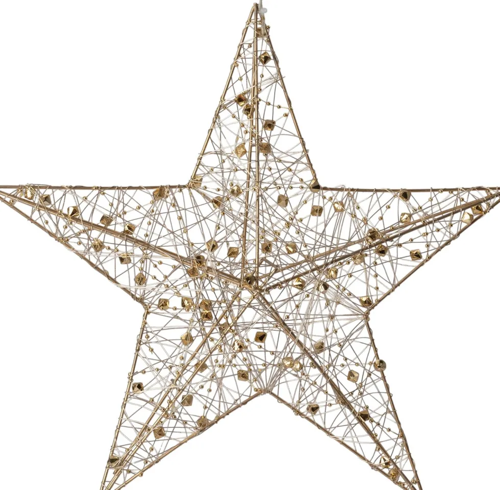 Intratuin kerstster Helmia goud met verlichting D 40 H 8 cm