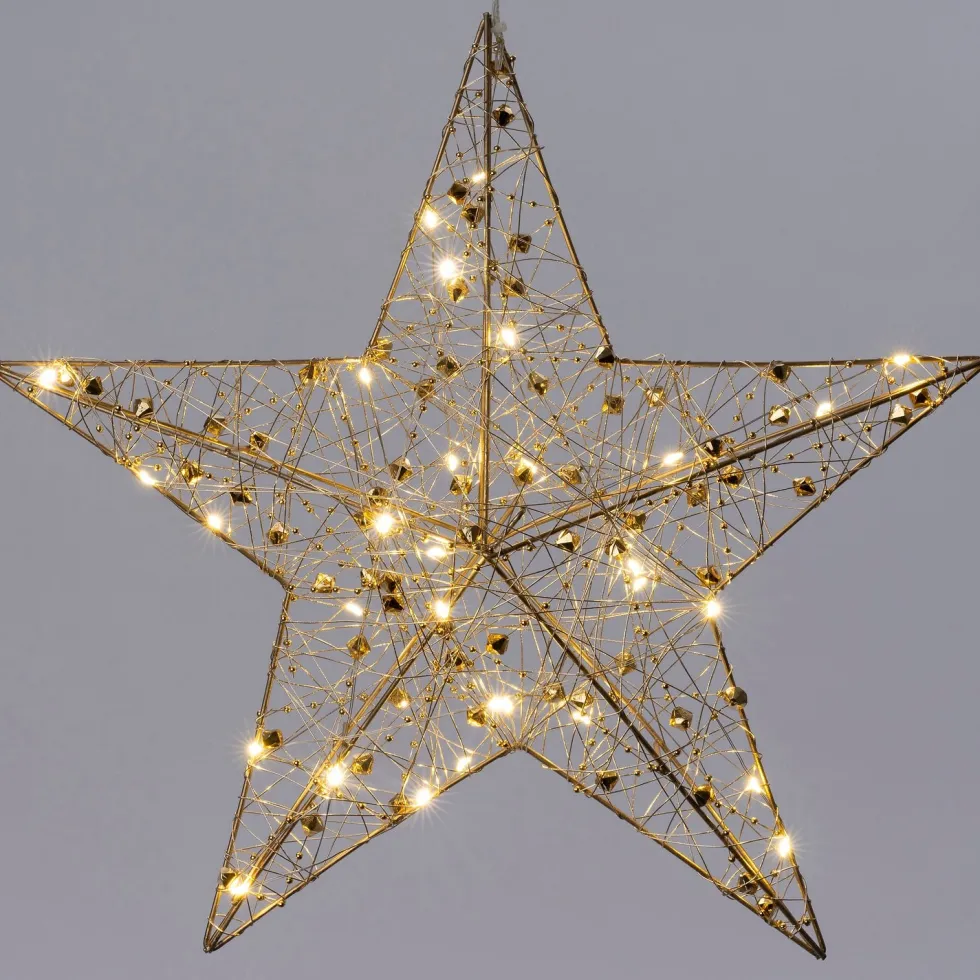 Intratuin kerstster Helmia goud met verlichting D 30 H 7 cm