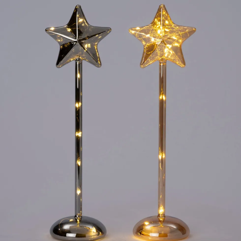 Intratuin kerstster Liam grijs met verlichting D 9,3 H 37 cm