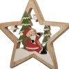 Intratuin kerstster met kerstman hout naturel / groen / rood 19 x 2 x 19 cm