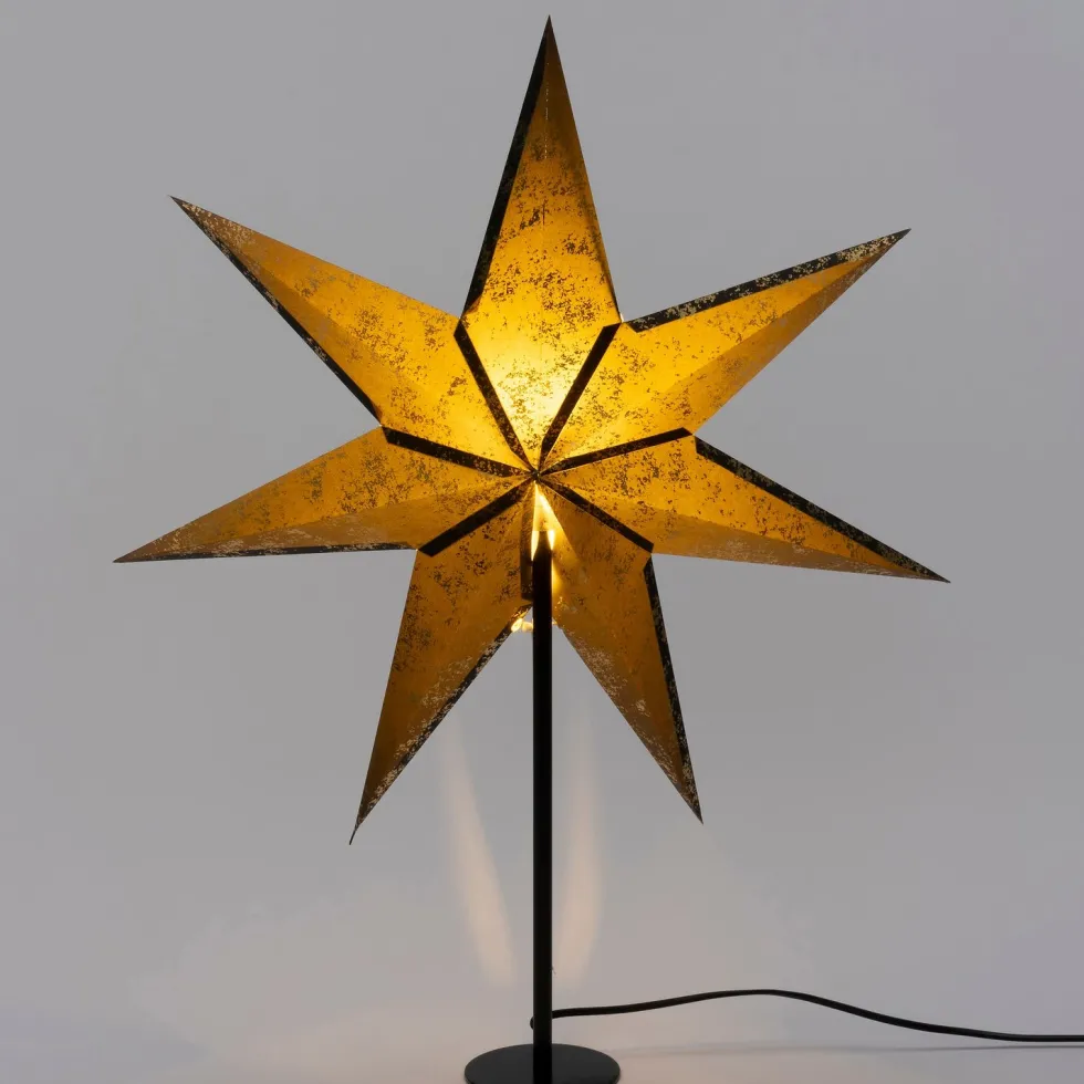 Intratuin kerstster met verlichting zwart / goud D 60 H 19 cm