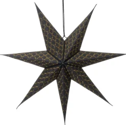 Intratuin kerstster met verlichting geschulpt zwart / goud D 60 H 19 cm