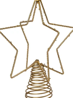 Intratuin kerstster op voet goud met verlichting D 19,5 H 23,5 cm