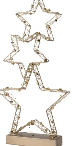 Intratuin kerstster Tahti op voet goud met verlichting 25,5 x 6 x 49 cm