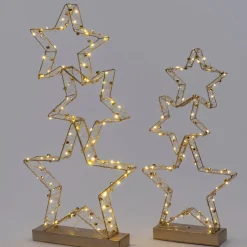 Intratuin kerstster Tahti op voet goud met verlichting 25,5 x 6 x 49 cm