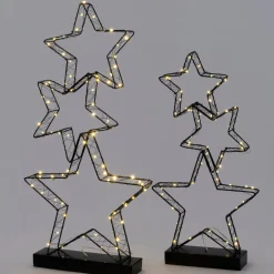 Intratuin kerstster Tahti op voet zwart met verlichting 30 x 6 x 61 cm