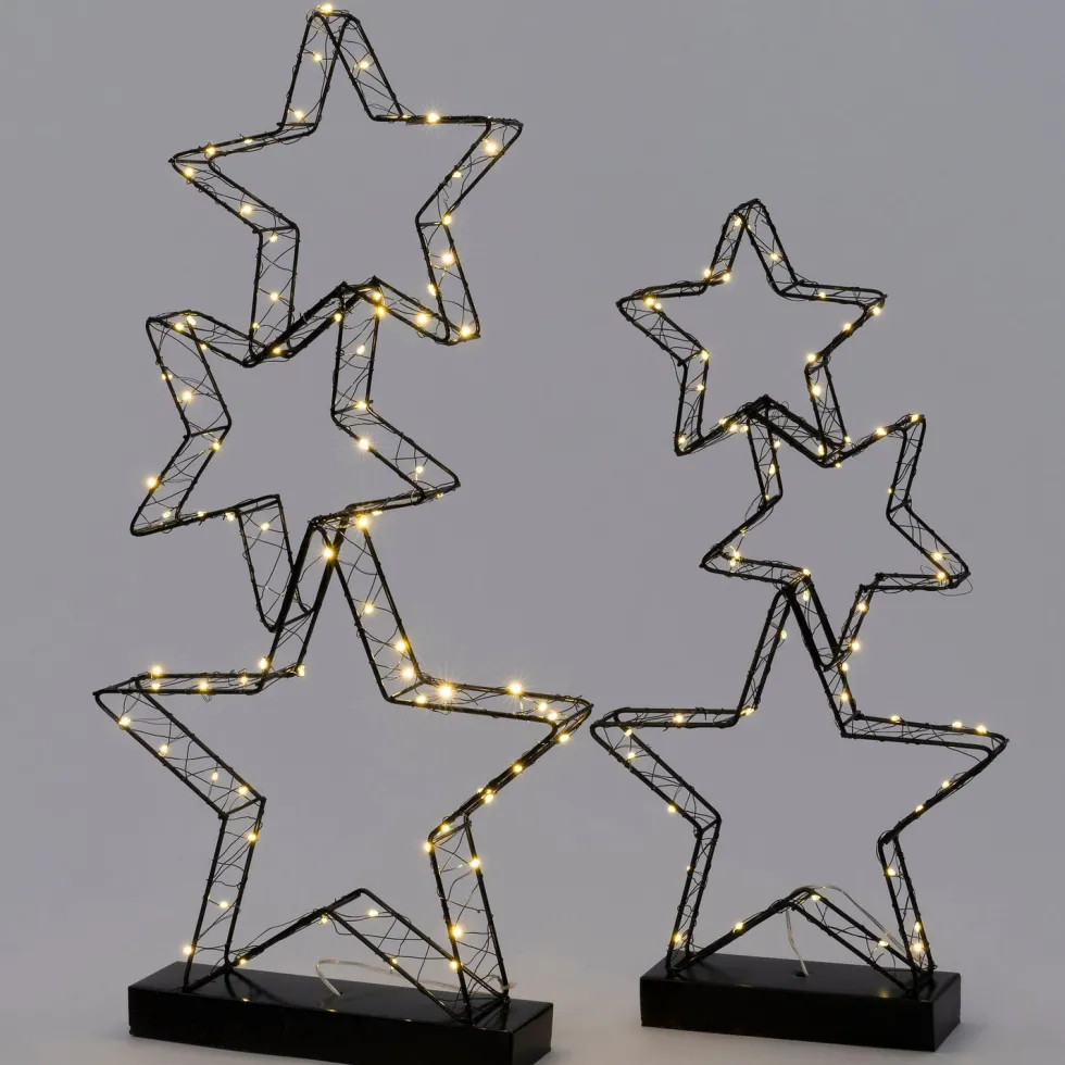 Intratuin kerstster Tahti op voet zwart met verlichting 30 x 6 x 61 cm