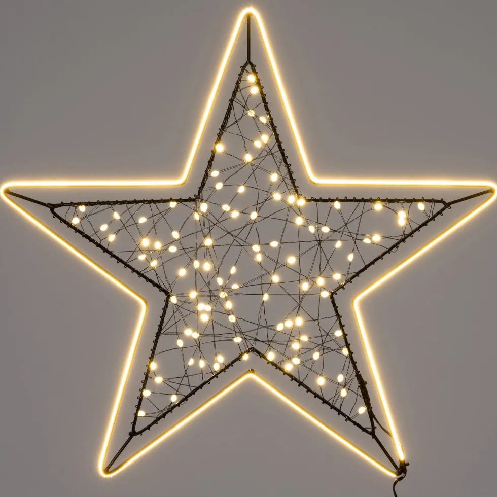 Intratuin kerstster zwart met verlichting 47,7 x 46,5 cm