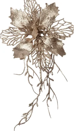 Intratuin kersttak Belle bloem licht goud 25 cm