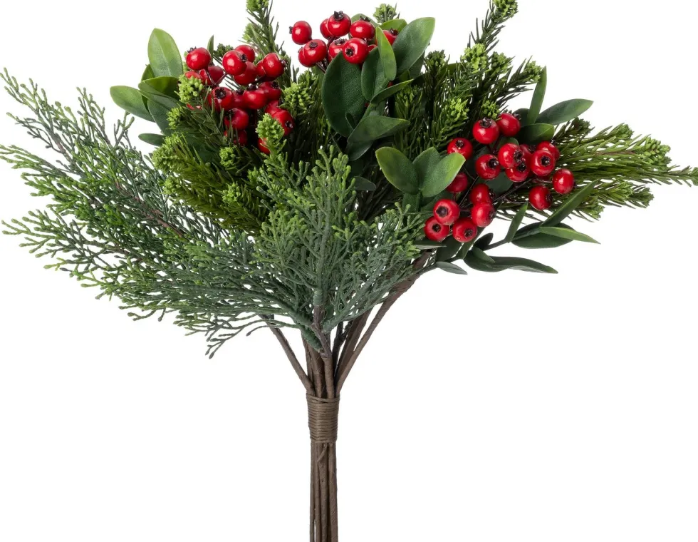 Intratuin kersttak bundel met rode bessen groen / rood 46 x 30 x 30 cm