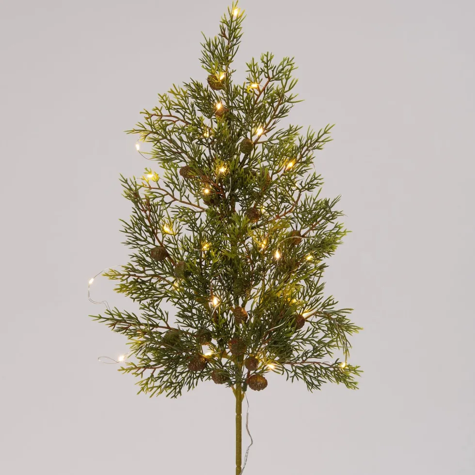 Intratuin kersttak met dennenappels groen / bruin 30 lampjes warm wit 28 x 6 x 67 cm