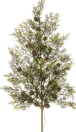 Intratuin kersttak met dennenappels groen / bruin 30 lampjes warm wit 28 x 6 x 67 cm