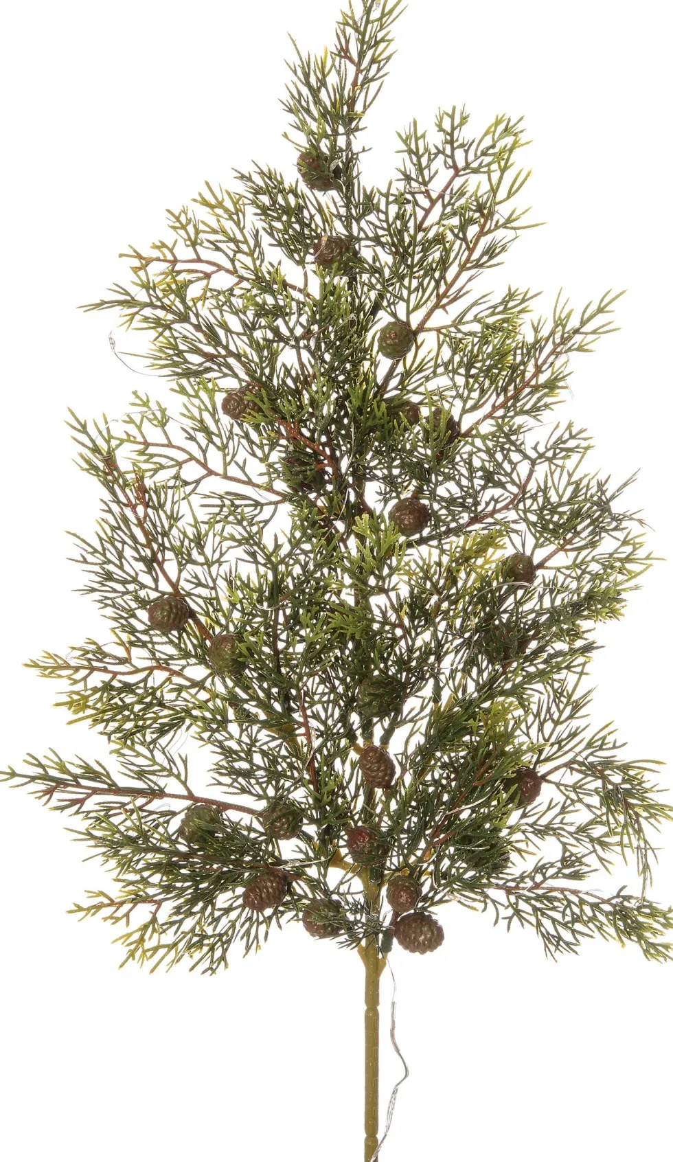 Intratuin kersttak met dennenappels groen / bruin 30 lampjes warm wit 28 x 6 x 67 cm