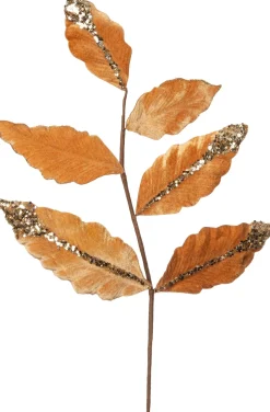 Intratuin kersttak met glitter bladeren licht bruin 69 cm