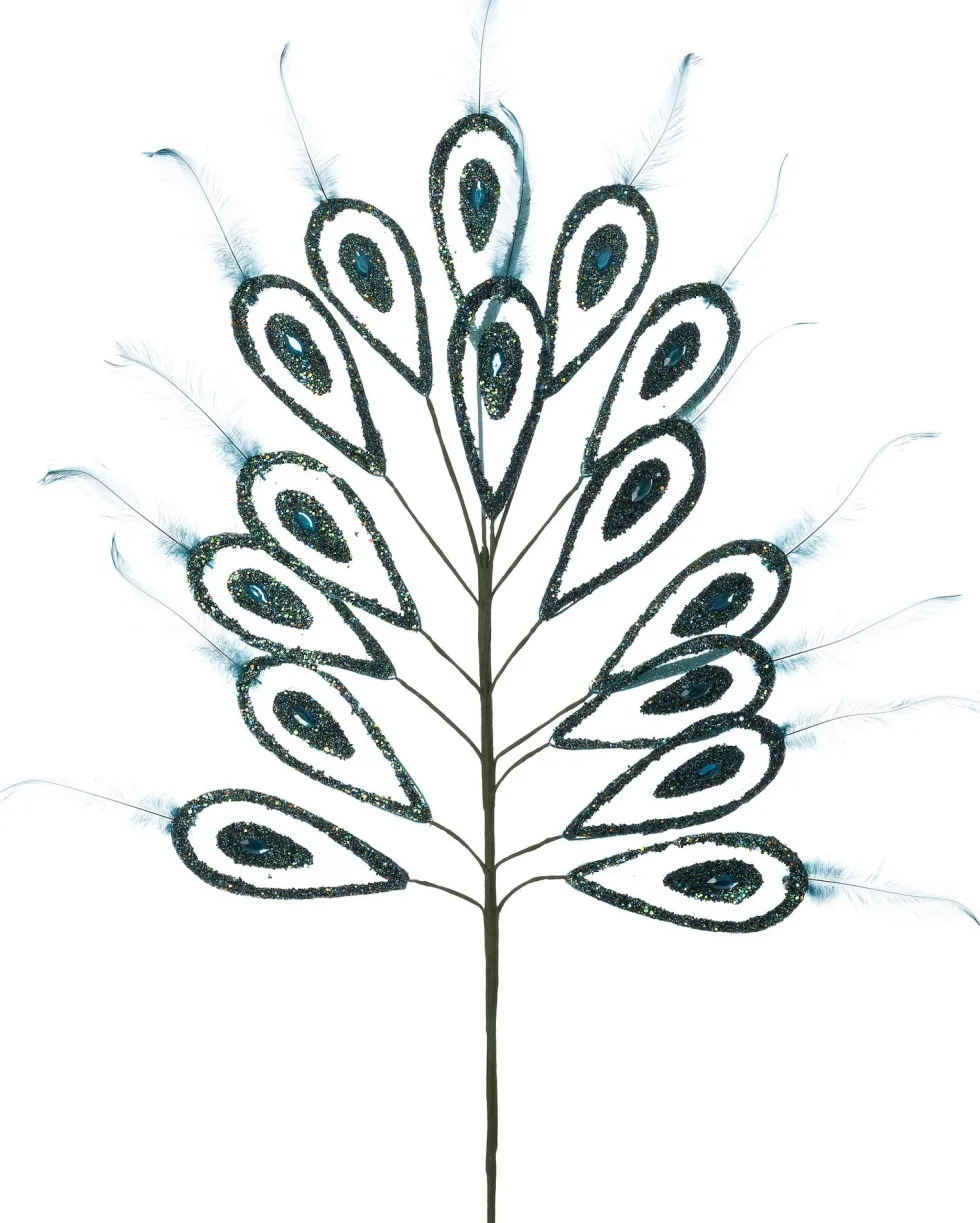 Intratuin kersttak Peco pauwenveer blauw 70 cm
