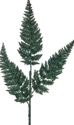 Intratuin kersttak varenblad met glitter donkergroen 63 cm