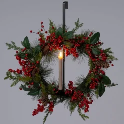 Intratuin kranshouder met kandelaar zwart 12 x 3 x 50 cm