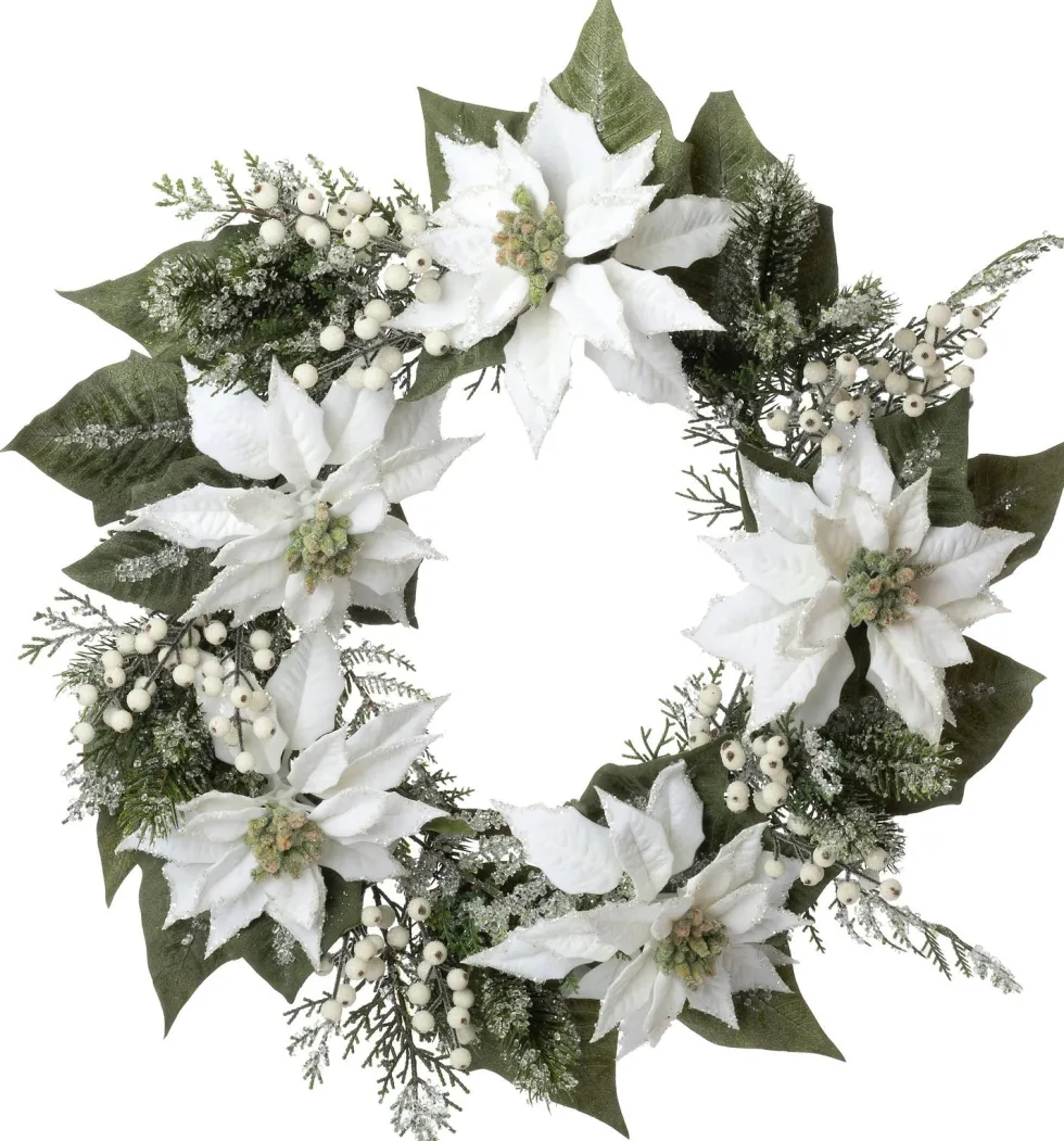 Intratuin krans met kerststerren wit D 61 cm