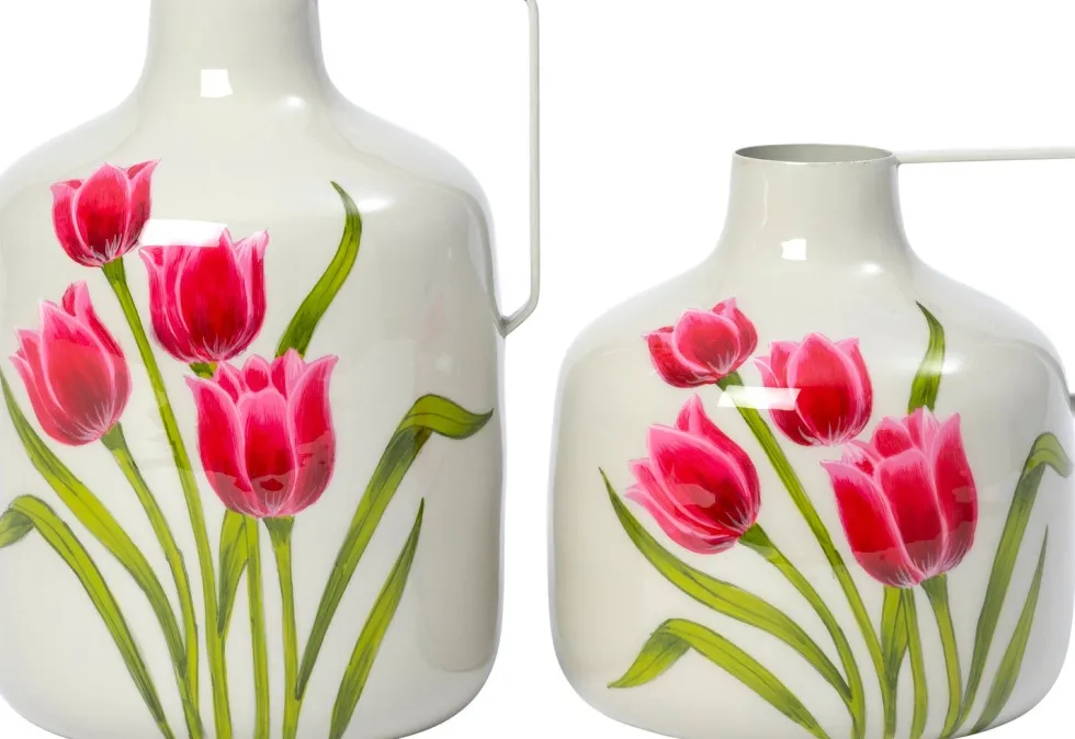 Intratuin kruik Ripon crème / groen / roze 18 x 17 x 22 cm