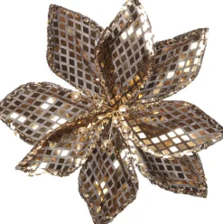 Intratuin kunstbloem Kerstroos Zowie goud 18 cm