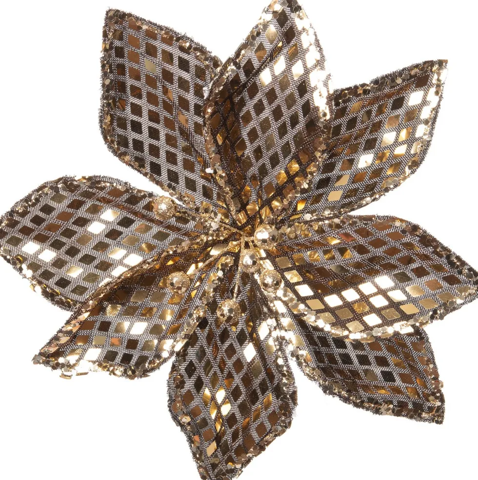 Intratuin kunstbloem Kerstroos Zowie goud 18 cm