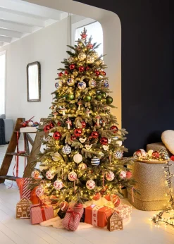 Intratuin kunstkerstboom Glis besneeuwd met 120 lampjes warm wit D 92 H 120 cm