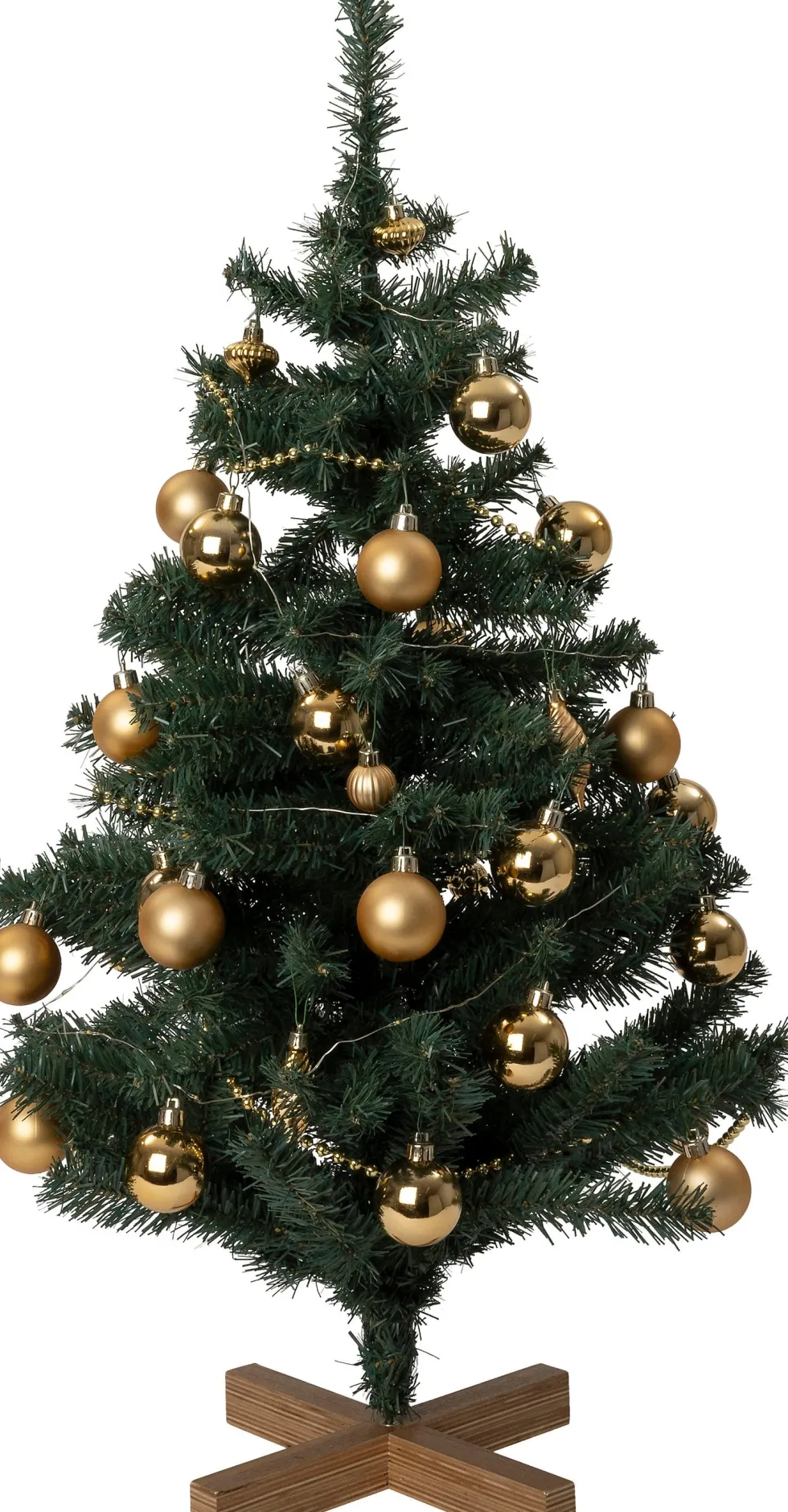 Intratuin kunstkerstboom Lawton kerstbal goud op voet met 40 lampjes extra warm D 55 H 90 cm