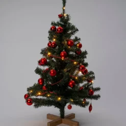 Intratuin kunstkerstboom Lawton kerstbal rood op voet met 40 lampjes extra warm D 55 H 90 cm