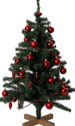 Intratuin kunstkerstboom Lawton kerstbal rood op voet met 40 lampjes extra warm D 55 H 90 cm